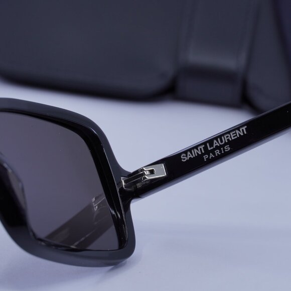 Saint Laurent SL332 001 Rectangle Sunglasses - Black - Picture 5 of 11